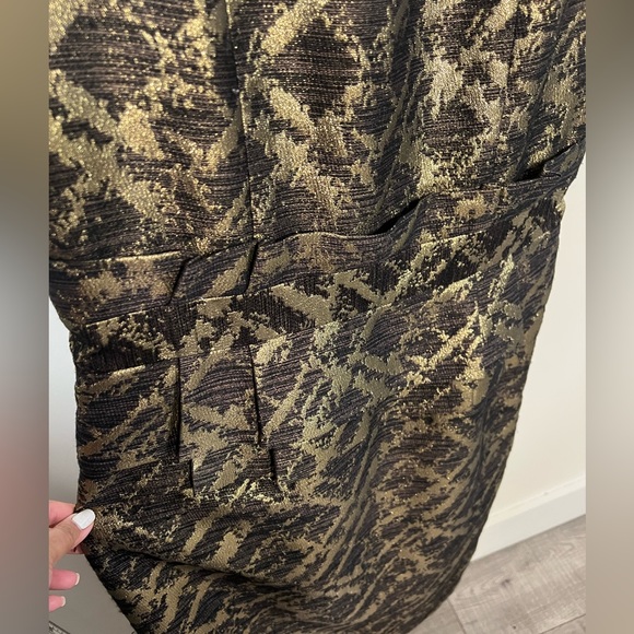 COCO Couture gorgeous black gold jacquard print sheath dress SZ 10 - Picture 4 of 7